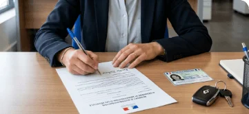 Signature du mandat, un papier pour faire une carte grise
