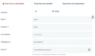 coordonnées client