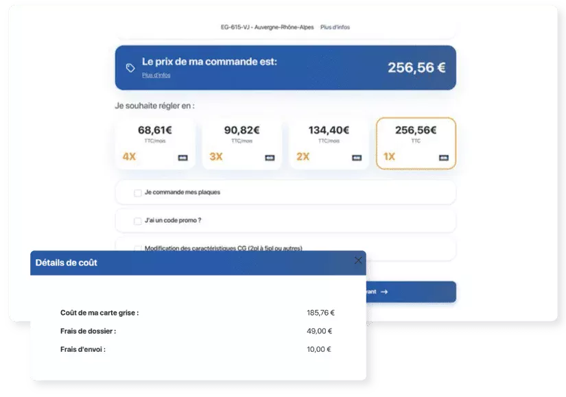 Détail du prix des cartes grises