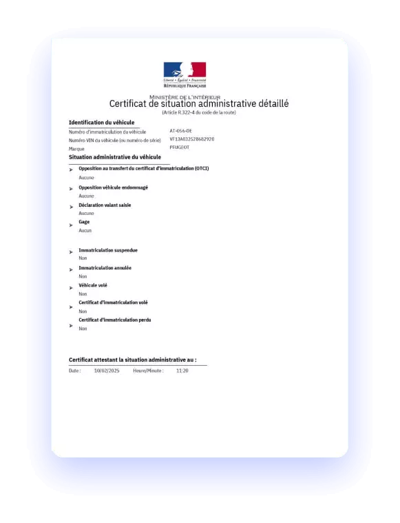 Certificat de situation administrative